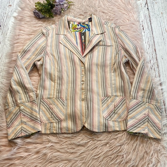Robert Graham Rainbow Stripe Blazer Jacket sz 6 - Picture 1 of 10